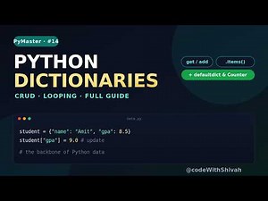 Python Dictionaries 🔑 Full Guide with CRUD & Looping | PyMaster India #14