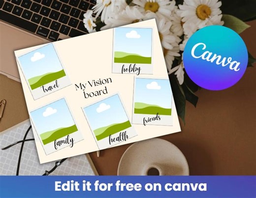 Editable Vision Board Template | Canva Goal Board | Digital Vision Board | Printable Vision Board - Etsy Canada