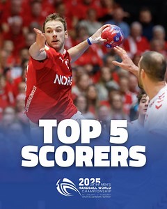 138K views · 2.5K reactions | Top 5 scorers at the 29th IHF Men’s World Championship ☄️ 1. Mathias Gidsel  — 74 2. Francisco Costa  — 54 3. Dika Mem  — 54 4. Simon Pytlick  — 50 5. Filip Kuzmanovski  — 49 #inspiredbyhandball #CRODENNOR2025 | International Handball Federation | Facebook