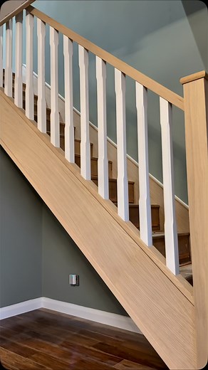 2 day staircase transformation - DONE 🫡 It’s not very often we see this combination of all oak stair parts with white spindles but we think this looks great 💯🔥 It certainly brings this space right up to date and now just needs oiling and a new carpet to complete the job ✅ #lcgjoinery #joiner #staircase #stairs #oak #spindles #design #build #renovate #transformation #beforeandafter #worksop | LCG Joinery