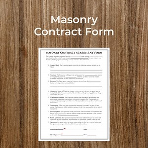 Masonry Contract Form for Contractors | Printable | Fillable | PDF | Digital Download | Customizable | Editable | Business Forms | Masonry - Etsy