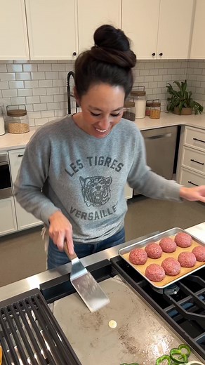 Made a mess in the @magnolia test kitchen making some smash burgers from my new cookbook 👩🏻‍🍳 Volume 3 of #MagnoliaTableCookbook comes out May 2!