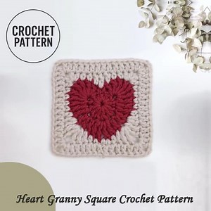 Heart Granny Square Crochet Pattern | Floral DIY Blanket, Bag, Coaster Motif | Valentine Gift Crochet Pattern | Heart Motif Pattern PDF - Etsy