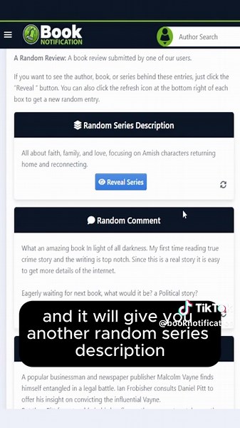 Check out the new feature at Book Notification - Reader's Roulette! A great way to discover new books and series to read. #booktok #books #bookrecommendations #bookrec