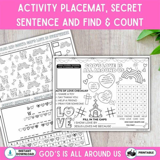 God is Love Activity Placemat for Kids | Christian Bible Activity Printable | Sunday School & VBS Worksheet - Etsy