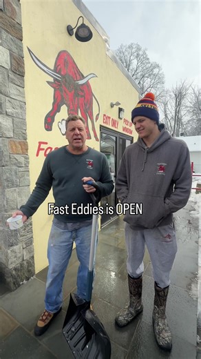 It took a village… but Fast Eddie’s is OPEN as usual! ❄️🔥 Hands are cold, grill is HOT. Lunch or dinner until 8pm. 📍2807 Belair Rd. Fallston #fasteddiespitbeef #maryland #harfordcounty #snow #food @Joey Scheuerman @ains