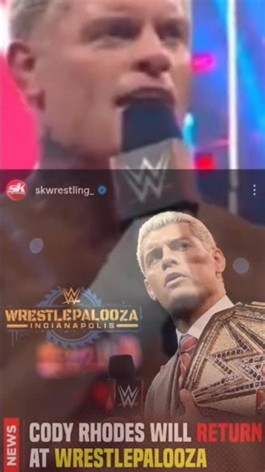 Breaking!! Cody Rhodes Returns on Wrestlepalooza!! #shorts