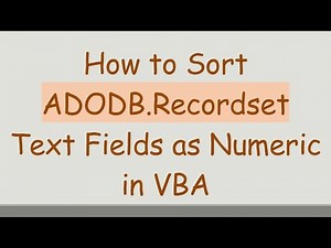 How to Sort ADODB.Recordset Text Fields as Numeric in VBA