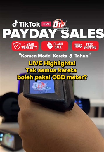 LIVE Highlights! Tak semua kereta boleh pakai OBD meter! #onetopperformance #caraccesories #viral #obd #fyp