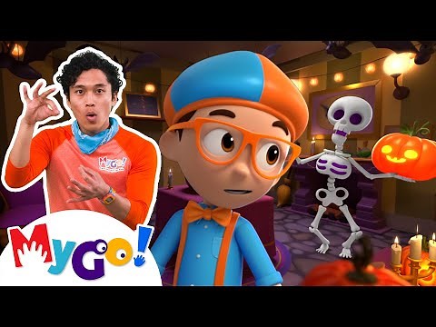 Halloween Haunted House! | Blippi Wonders | MyGo! Sign Language For Kids | ASL