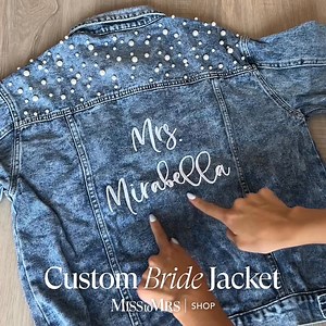 3K reactions · 203 shares | BRIDE Jacket Embroidered with your new last name! FREE Personalization FREE Shipping to USA & Canada ⭐⭐⭐⭐⭐ "So happy I went with embroidery over cheaper decal. This denim jacket is so beautiful, exceeded all my expectations." TrustPilot 4.8 / 5 based on 450+ reviews Collab with @sarahgavilla Collab with @sarahgavilla | Miss To Mrs SHOP | Facebook