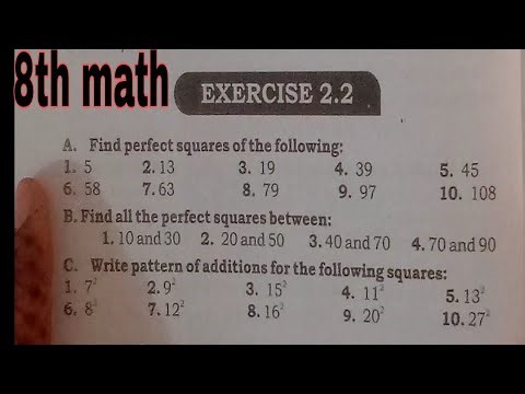 8th Class Math Exercise 2.2 | Squares |Sindh text