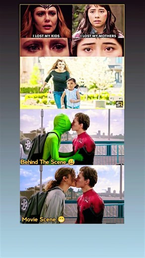 Marvel Emotional Damage 😂 | Behind The Scenes vs Movie Scene | Spider-Man Kiss Reveal #mcu #shorts
