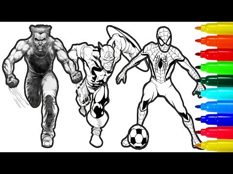 Captain America Wolverine Spiderman Speed Attack Coloring Pages