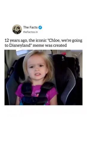 The Facts on Instagram: "One of the most iconic memes 🤣😂 The “Side-Eyeing Chloe” meme comes from a viral YouTube video uploaded in 2013 titled “Lily’s Disneyland Surprise… AGAIN!!!”. In the video, two young sisters, Lily and Chloe, are told by their mom that they’re going to Disneyland. Lily bursts into tears of joy, while Chloe, reacts with a very unimpressed, skeptical side-eye look. The expression quickly went viral and turned into a reaction image and GIF that’s still instantly recognizabl