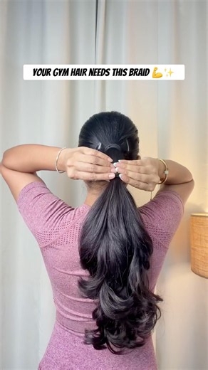 Easy Braid Hairstyle for the Gym 💪✨ #gymhair #braidhairstyle #easyhairstyle #hairhack