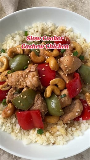 Slow Cooker Cashew Chicken (paleo, Whole30) My slow cooker cashew chicken is a healthy spin on a classic Chinese-American dish. This version is paleo and Whole30 compatible but not lacking in flavor. ⏺️ The blog post includes #instantpot instructions. ⏺️ I served this over cauliflower rice. To get to the full recipe, GOOGLE fitslowcookerqueen cashew chicken or click the link in my profile & search there. 🌟More info: https://fitslowcookerqueen.com/slow-cooker-instant-pot-cashew-chicken-paleo-who