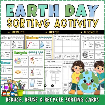 Earth Day Sorting Activity | Reduce Reuse Recycle Cut and Paste Worksheets