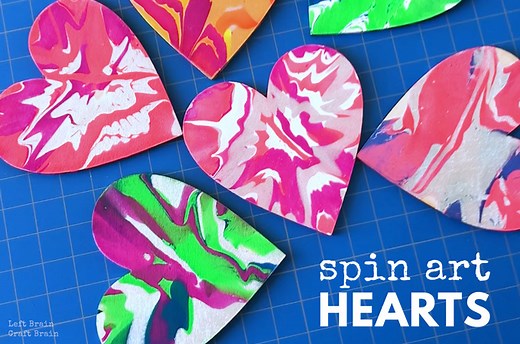 Gorgeous Spin Art Hearts Painting Activity for Kids