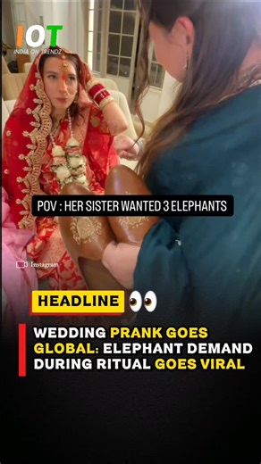 India On Trendz 🇮🇳 on Instagram: "An Indian groom and his Russian bride shared a light-hearted wedding moment that caught many people’s attention. During one of the traditional rituals, the bride’s sister decided to play along in full spirit. What followed was a funny exchange about “three elephants” that left everyone smiling. The clip shows how cross-cultural weddings can blend traditions in unexpected and joyful ways, especially when family members take part with enthusiasm. The moment revo