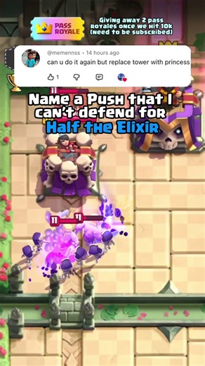 Barbarian Hut + Princess Tower vs 3 elixir 💙