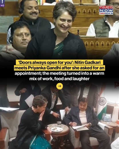 Congress MP Priyanka Gandhi Vadra met Union Road Transport and Highways Minister Nitin Gadkari in Parliament to discuss six road projects in Kerala, with Gadkari agreeing to review those under central purview. The meeting was marked by light-hearted moments, including Gadkari’s joke about addressing her brother Rahul Gandhi’s concerns and serving a rice dish he had prepared, which she and others tasted, blending work with laughter and food. #PriyankaGandhi #TimesNow #Congress | TIMES NOW