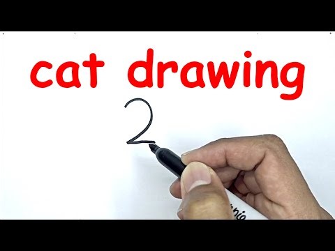 How To Draw A Cat With Numbers With Number 2 | Drawing Using Number