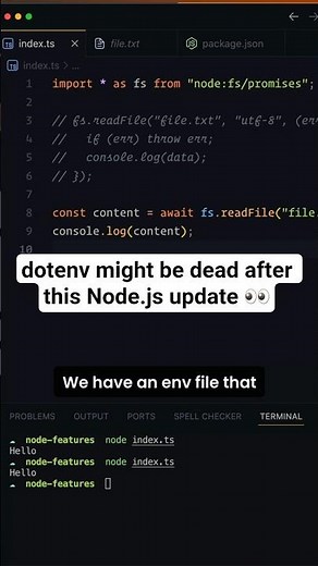 Stop Using dotenv 🚫 Node.js Has a Built-In Solution 🔥 #coding #programming #node24 #nodejs
