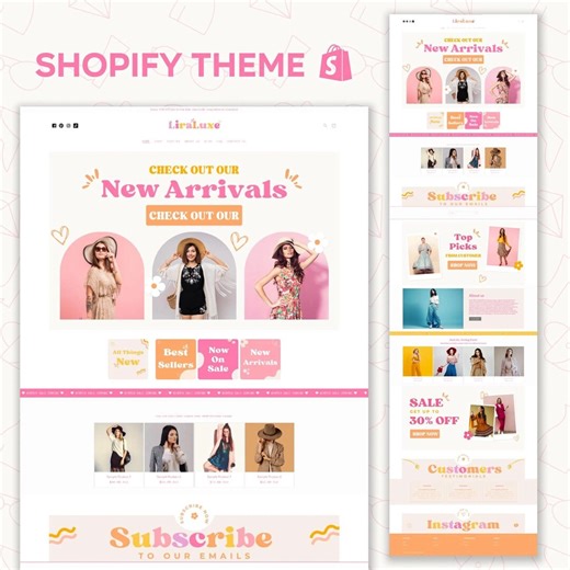 Modern Feminine Shopify Theme Zip File | New Pink OS 2.0 - Liraluxe Template - Etsy