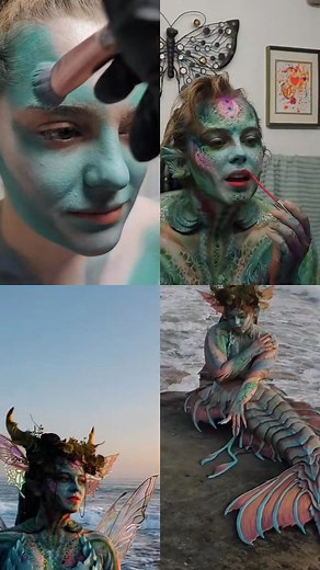 Mermaid transformation in full effect 🧜‍♀️✨ #mermaid #mermaids #mermaidmakeup #lajollaphotoshoot #lanachromium | Fine Art, Bodypainting & Airbrush Make-up / bodyart by Lana Chromium