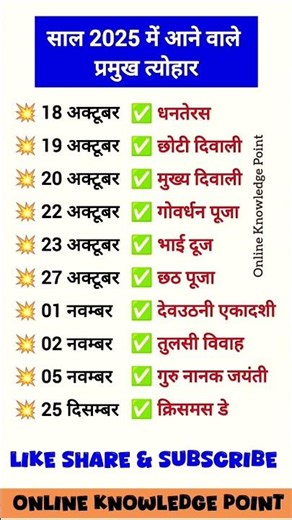 2025 के त्यौहार की तारीख || कैलेंडर 2025 | 2025 Festival Name and date | पर्व त्यौहार संपूर्ण तिथि
