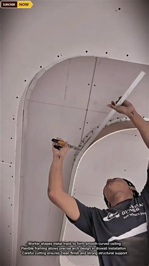 Curved Drywall Ceiling Installation Using Flexible Metal Framing Technique