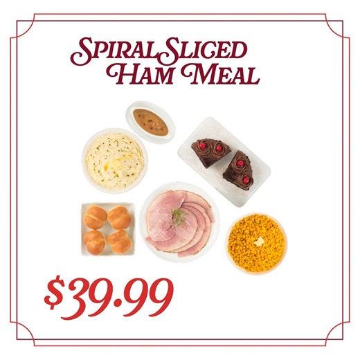 Leave the holiday prep to us and enjoy a stress-free celebration with our delicious meals for two, fully cooked and ready to enjoy! Each meal is prepared by our talented Price Chopper staff and priced at just $39.99. Choose from: 🦃 Rotisserie Turkey Breast Meal 🍖 Spiral Sliced Ham Meal Simply heat and eat — holiday meals have never been easier! | Price Chopper