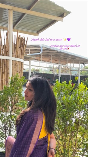 vysh! on Instagram: "Bought this pretty pretty saree from the page @theerathreads again 🤌💜 All their collections are exquisite and unique and im a fan now!! Minimal yet striking, it blends traditional charm with a modern feel✨ Easy to style and versatile to wear !! 📍Restaurant: The long story, Tirupur #fyp #ootd #lunchdate #sareelove❤️ #thelongstory"