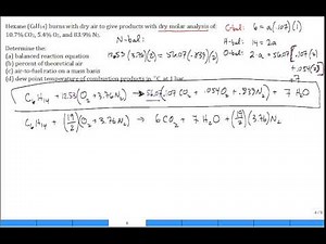 Combustion hexane with dry molar analysis