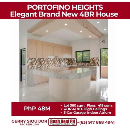 PORTOFINO HEIGHTS DAANG HARI! For Sale: Brand New 4BR House, Lot 360 sqm., PhP 48M