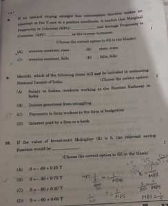 If an upward sloping straight line consumption function makes a... | Filo