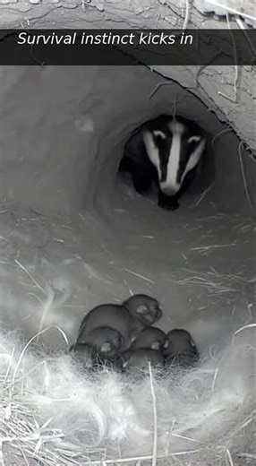 Night-Vision Burrow Cam: Mother Rabbit Defends Her Kits From a Badger