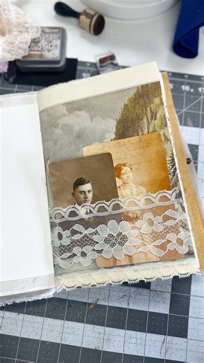 A House of Books & Creative Art Studio on Instagram: "I used two different types of glue to make this vintage lace into a pocket. I used a fabric hot glue across the bottom since it will be getting the most wear and tear. There was also a tighter weave across the bottom to hide a bead of glue a little better than on the sides. I used 3in1 on the sides and patted my finger to soak in the lace to get a good adhesion. This glue dries clear. If you want to try this, check out our variety lace packs!