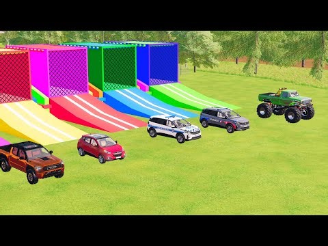 Transport of Colors FS22 - Garage with Colors - Ford Ranger, Police Cars, Hyundai i20, Raptor Truck