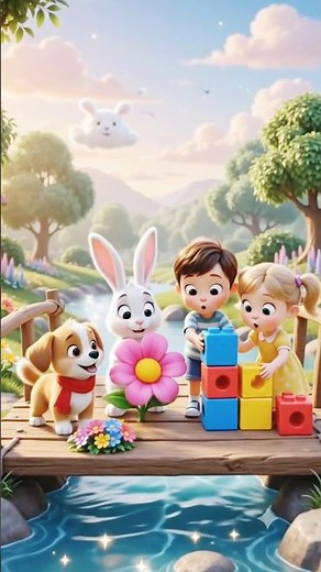 The Little Bridge Adventure 🐶🐰🌈 | Fun Kids Song & 3D Cartoon Animation