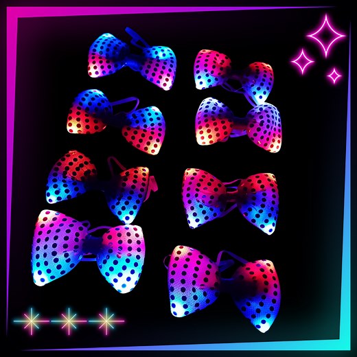 LED Flashing Sequin Bow Ties