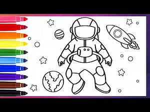 🚀 How to Draw an Astronaut for Kids | Easy Space Drawing Tutorial 🌟👩‍🚀