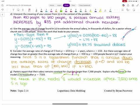 2.14 - Logarithmic Functions Context & Data Modeling Notes Part 2