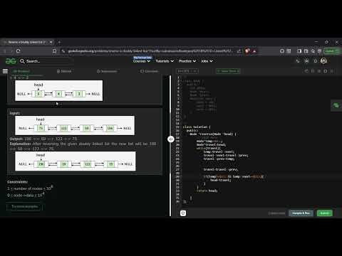 Reverse a Doubly Linked List | GFG Solution in C++ | Easy Linked List Problem | GeeksforGeeks