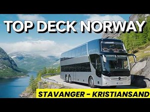 WOW! Norway's SCENIC Route from Stavanger to Kristiansand by Luxury Double Decker Bus. Real Time