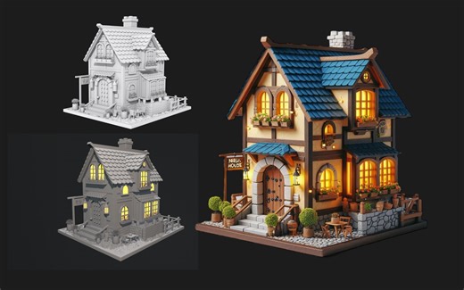 【3dmax建模】适合新手学习的房屋建筑场景建模教程，零基础布线讲解，3dmax新手建模案例教学