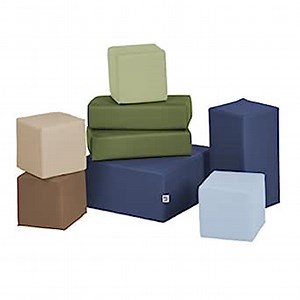 ECR4Kids SoftZone Stack-a-Block Big Foam Building Blocks, Soft Play Set for Toddlers and Kids (8-Piece Kit)