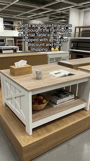 Square Coffee Table with Half Open Storage - Farmhouse Cocktail Table AI generated product visualization