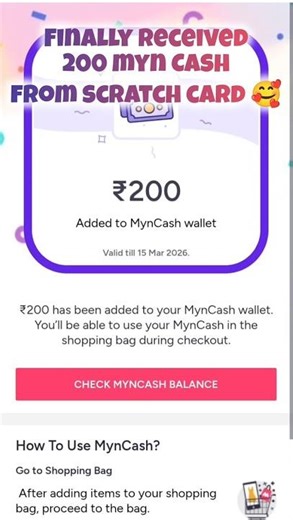 200 myntra cash received from scratch card🤑 #myntra #ugc#ugccreator